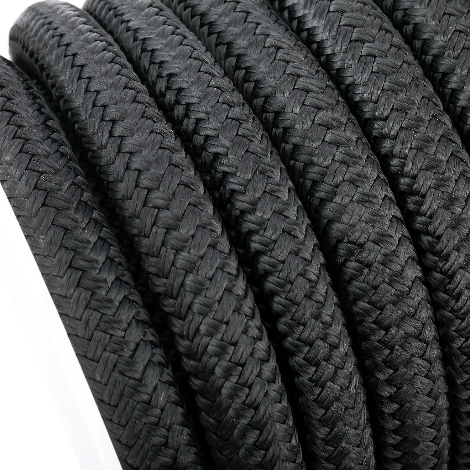 YaeMarine 3/4 Inch x 50 ft Double Braid Nylon Dockline Dock Line Mooring Rope Marine Boat Dock Lines with 15" Loop Black for Boats