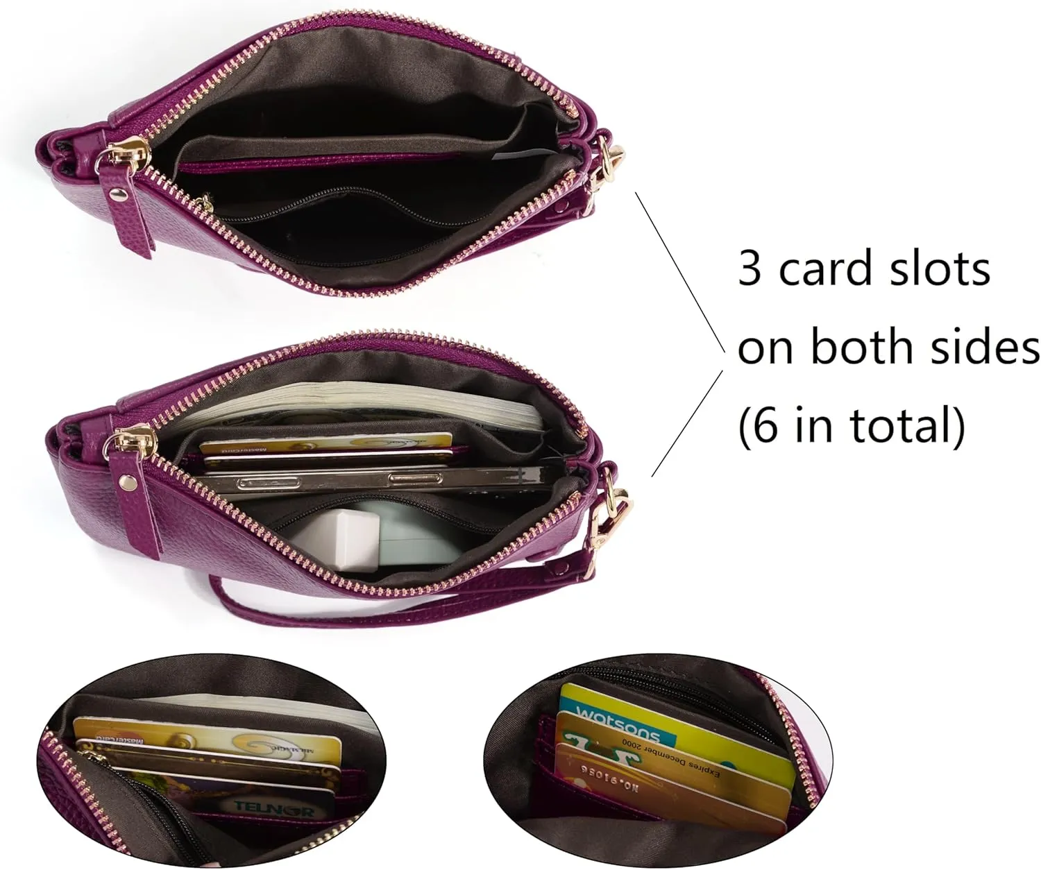 YALUXE Women's Genuine Leather Wristlet Handbags Envelope Style Cell Phone Purse Card Holder Clutch Wallet