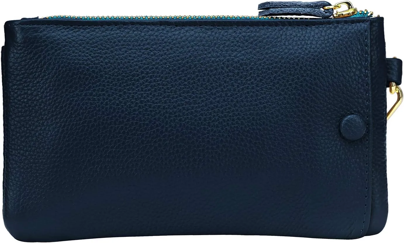 YALUXE Women's Genuine Leather Wristlet Handbags Envelope Style Cell Phone Purse Card Holder Clutch Wallet
