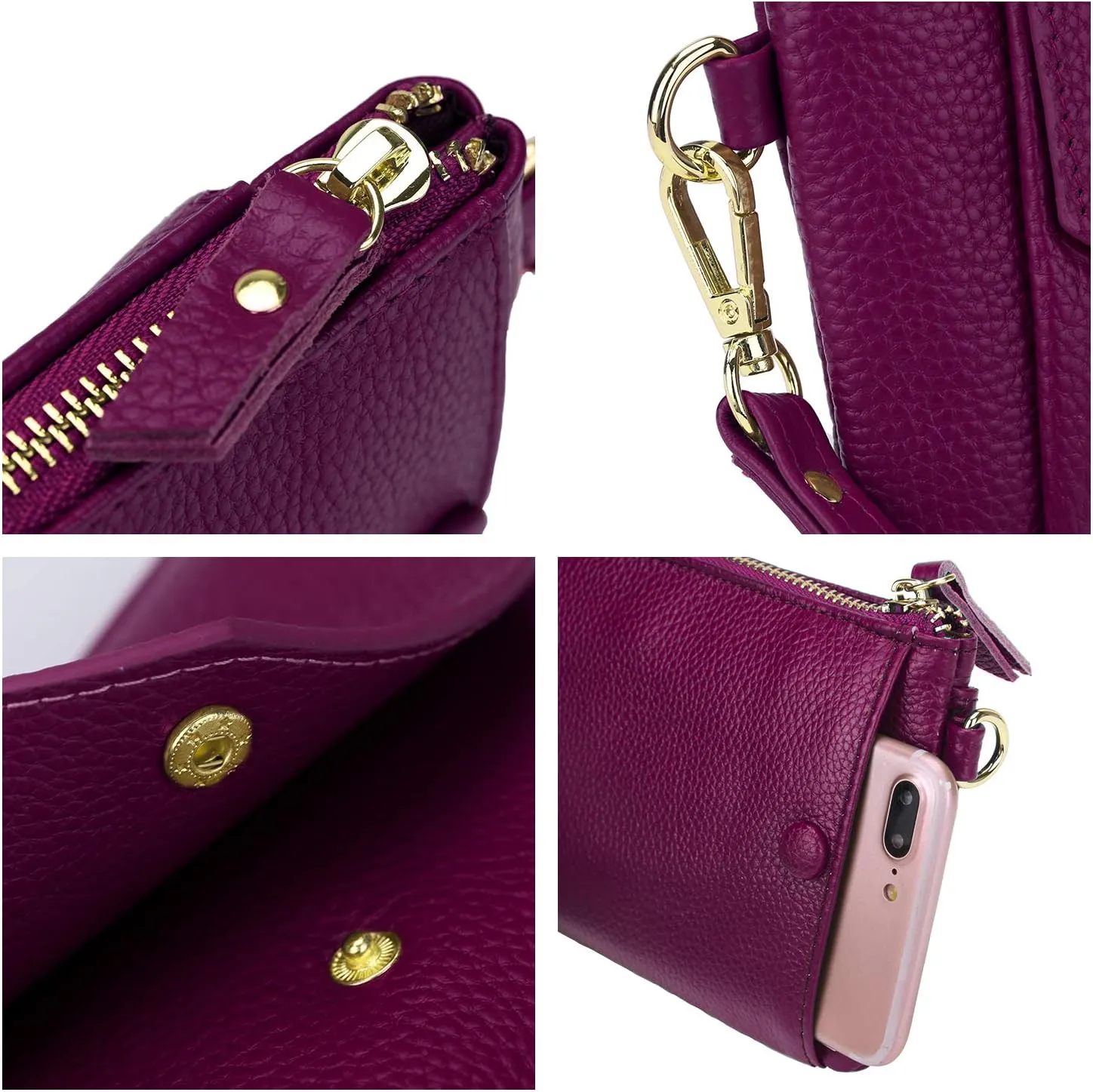 YALUXE Women's Genuine Leather Wristlet Handbags Envelope Style Cell Phone Purse Card Holder Clutch Wallet