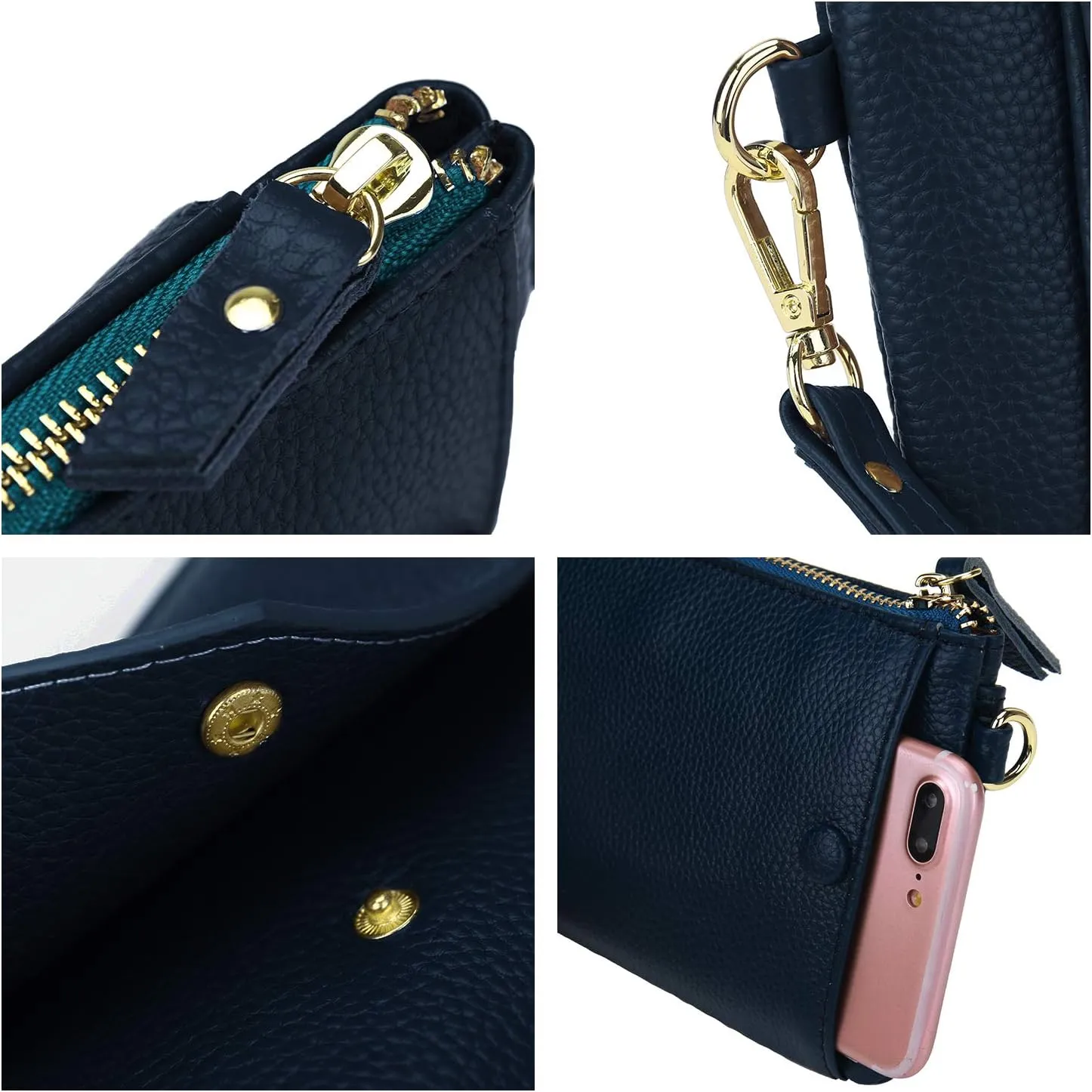YALUXE Women's Genuine Leather Wristlet Handbags Envelope Style Cell Phone Purse Card Holder Clutch Wallet