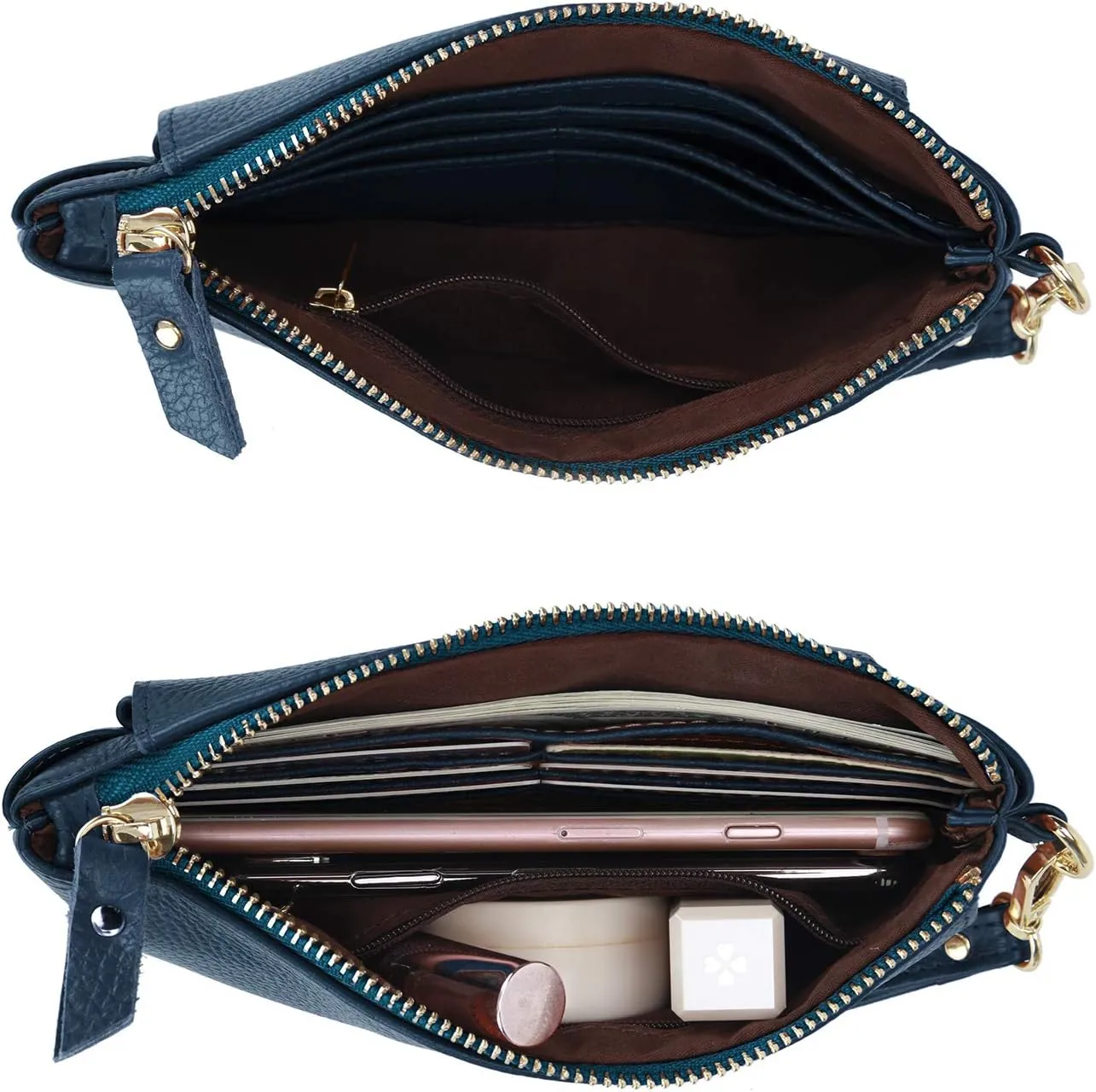 YALUXE Women's Genuine Leather Wristlet Handbags Envelope Style Cell Phone Purse Card Holder Clutch Wallet