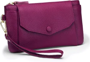 YALUXE Women's Genuine Leather Wristlet Handbags Envelope Style Cell Phone Purse Card Holder Clutch Wallet