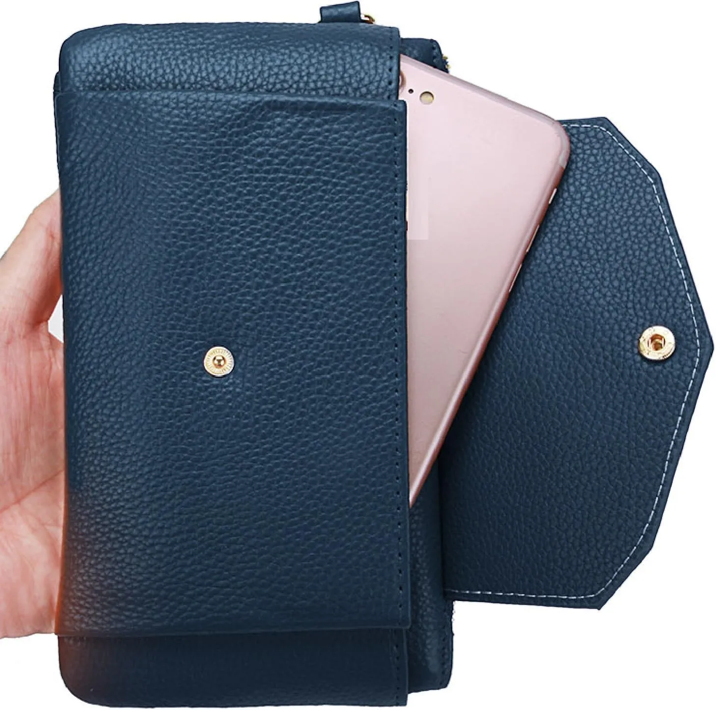 YALUXE Women's Genuine Leather Wristlet Handbags Envelope Style Cell Phone Purse Card Holder Clutch Wallet
