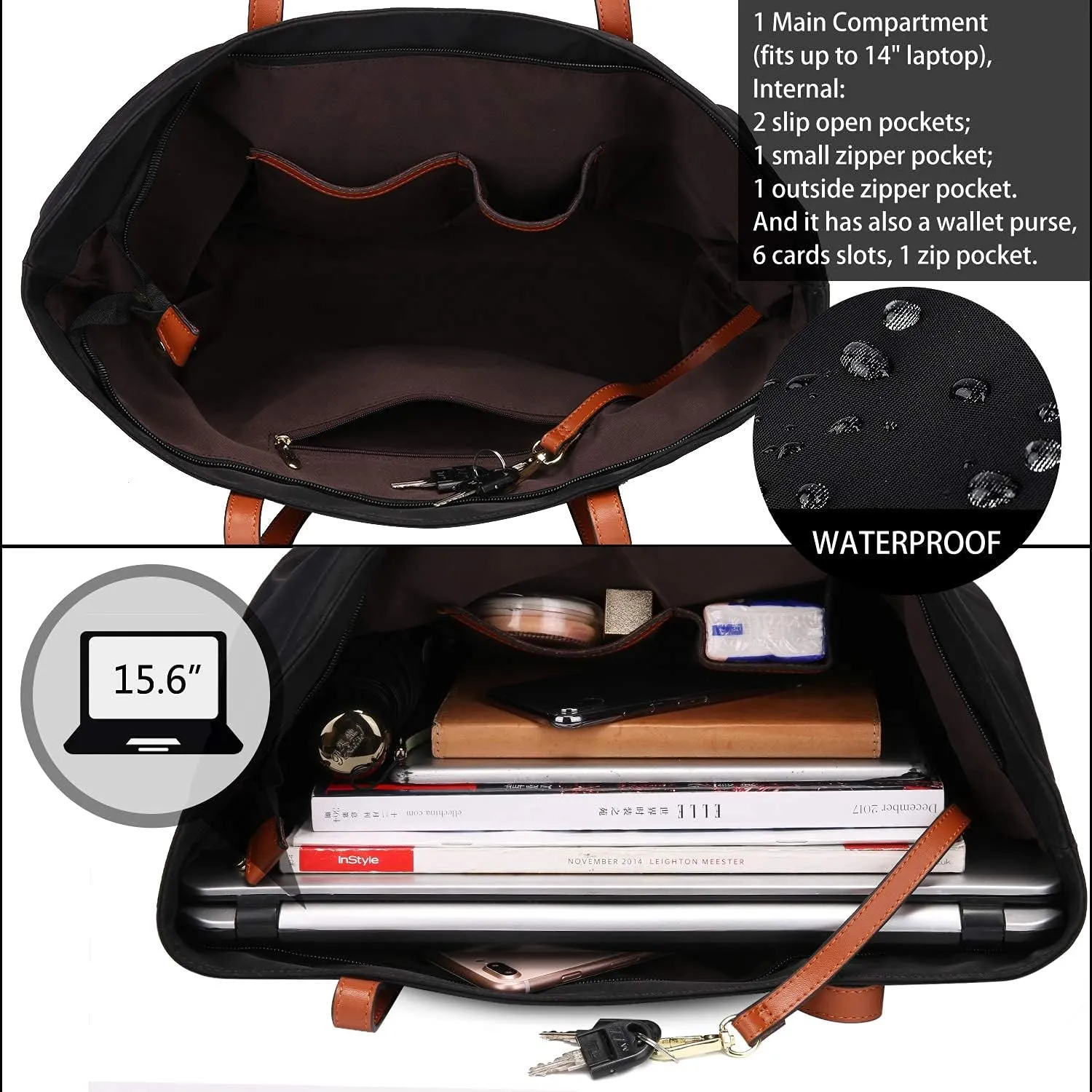 YALUXE Women's Nylon Tote Bags Large Capacity Shoulder Bags Work Handbags Purses