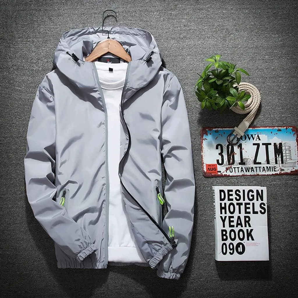 Ymosrh Men's Light Rain Jacket Lightweight Nylon Windbreaker Wind & Water Resistant Jacket, M-7XL