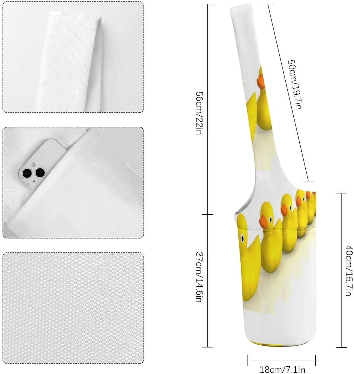 Yoga Mat Bag, Soft Canvas Storage Bag Fashion Mat Bag for Clothes Dorm Organizer with Pocket Shoulder Strap