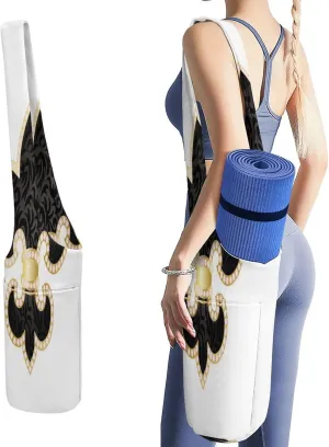 Yoga Mat Bag, Soft Canvas Storage Bag Fashion Mat Bag for Clothes Dorm Organizer with Pocket Shoulder Strap