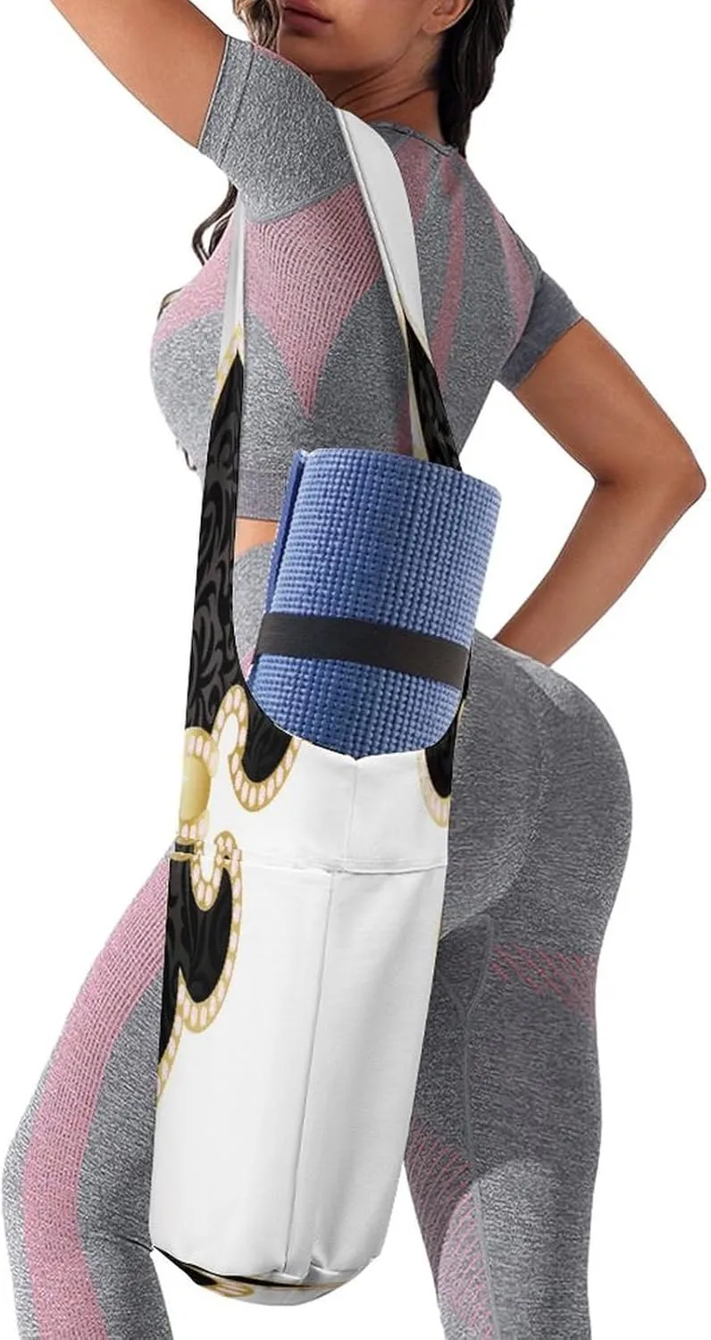 Yoga Mat Bag, Soft Canvas Storage Bag Fashion Mat Bag for Clothes Dorm Organizer with Pocket Shoulder Strap