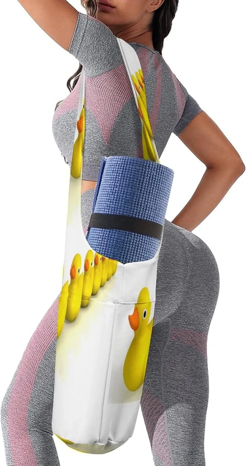 Yoga Mat Bag, Soft Canvas Storage Bag Fashion Mat Bag for Clothes Dorm Organizer with Pocket Shoulder Strap