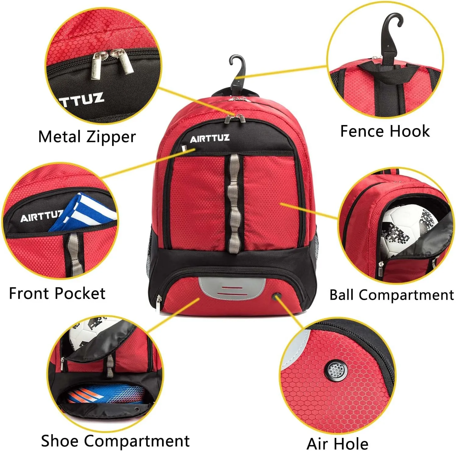 Youth Soccer Bag Outdoor Sport Backpack for Soccer, Basketball,Volleyball with Shoes and Ball Compartment.
