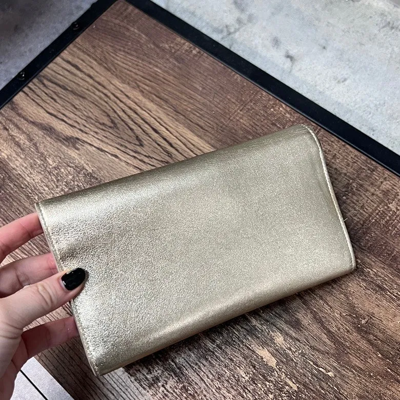 YSL Gold Leather Long Wallet