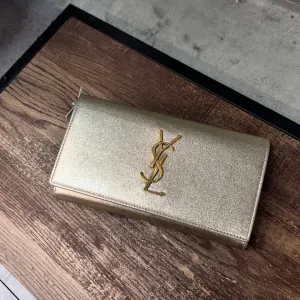 YSL Gold Leather Long Wallet