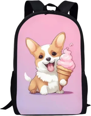 Ystardream Corgi Backpack for School Girls Teens Elementary School Backpack for Girls Pink School Bag Cute Bookbags for Teen Middle School Bags Travel Back Pack Childrens Backpack 5th Grade