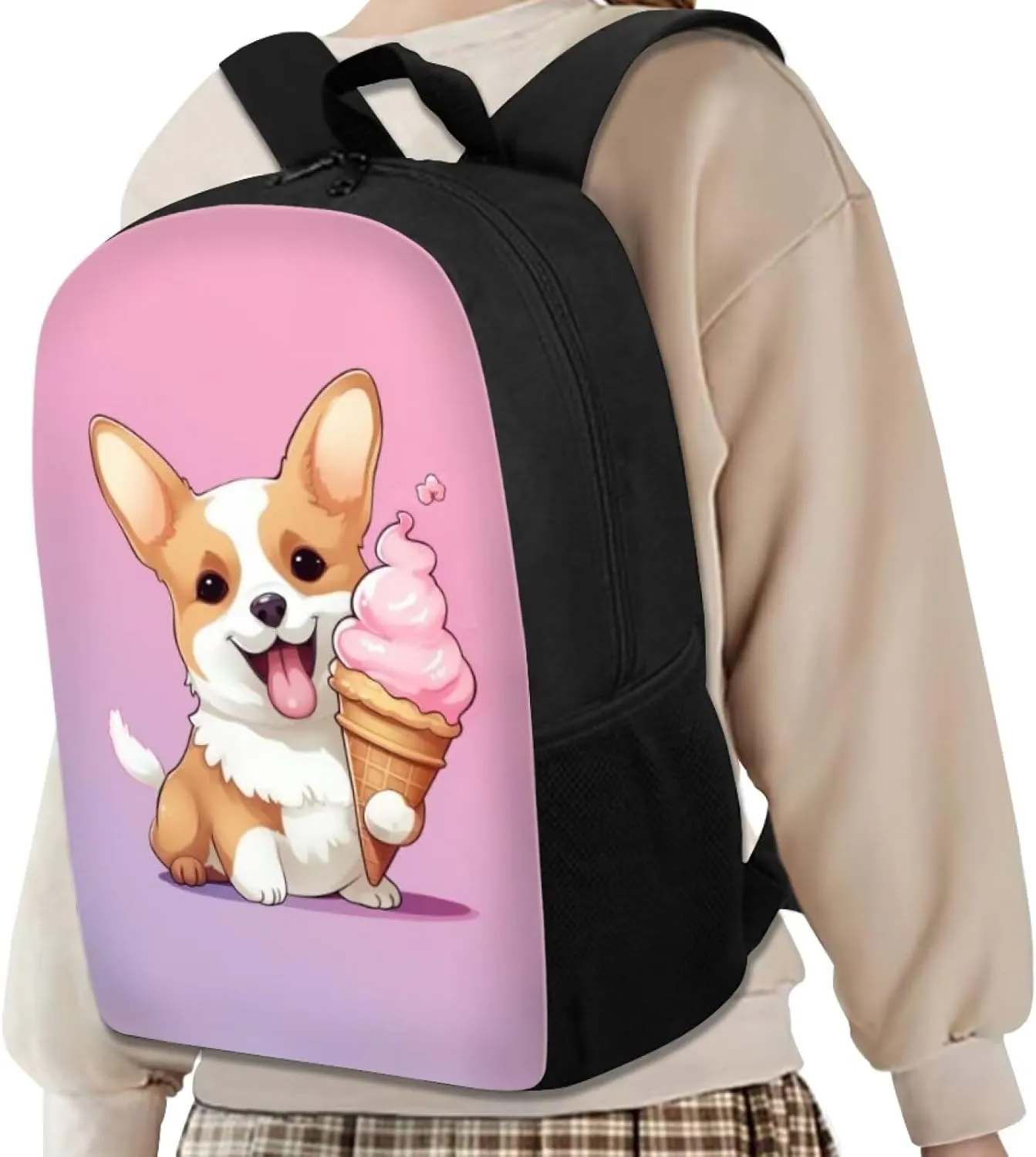 Ystardream Corgi Backpack for School Girls Teens Elementary School Backpack for Girls Pink School Bag Cute Bookbags for Teen Middle School Bags Travel Back Pack Childrens Backpack 5th Grade
