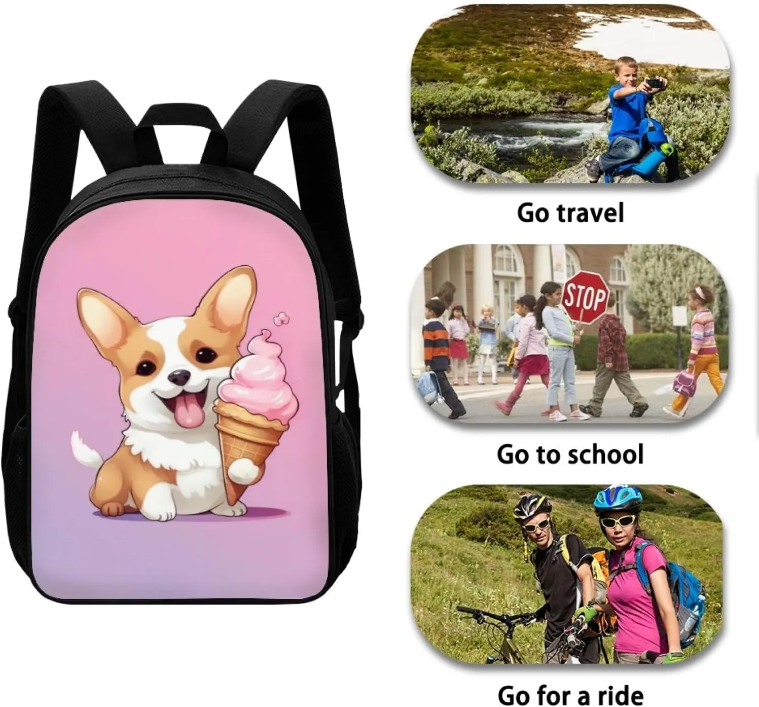 Ystardream Corgi Backpack for School Girls Teens Elementary School Backpack for Girls Pink School Bag Cute Bookbags for Teen Middle School Bags Travel Back Pack Childrens Backpack 5th Grade