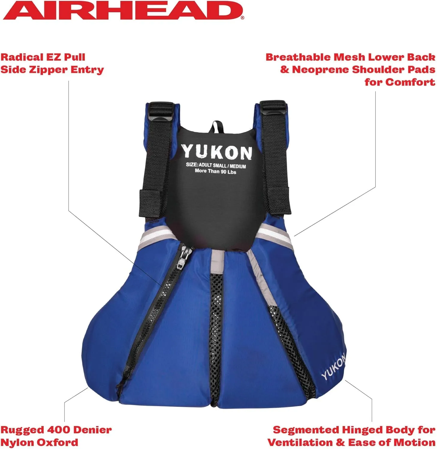 Yukon Charlie's Sport Paddle Life Vest, Sapphire Blue, Large/XL (13007-05-B-SA)