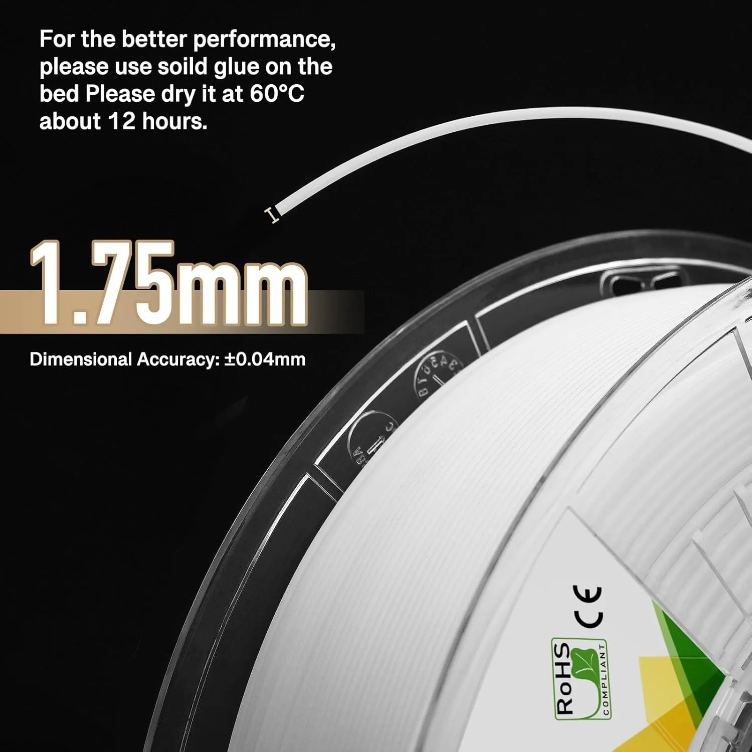 YXPOLYER 3D Printer Filament Nylon Filament PA6 2.2 lbs 1kg White Nylon with Heat-Resistant and No Warp PC Spool, 3D Printing Filament Easy PA 1.75mm