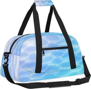 Yzrwebo Sea Water Ripple Kids Gym Sport Bag for Boys Girls, Ripple Pattern Travel Duffle Bag Gymnastics Dance Bag Teen Weekender Overnight Carry on Tote Bags