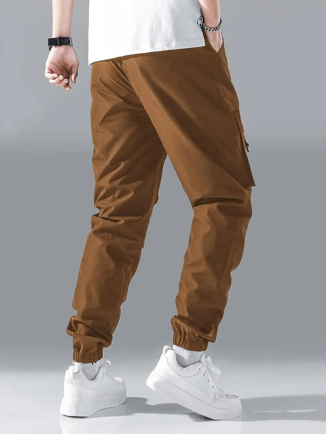 ZAFUL Men's NASA Letter Graphic Drawstring Multi-Pocket Beam Feet Cargo Pants