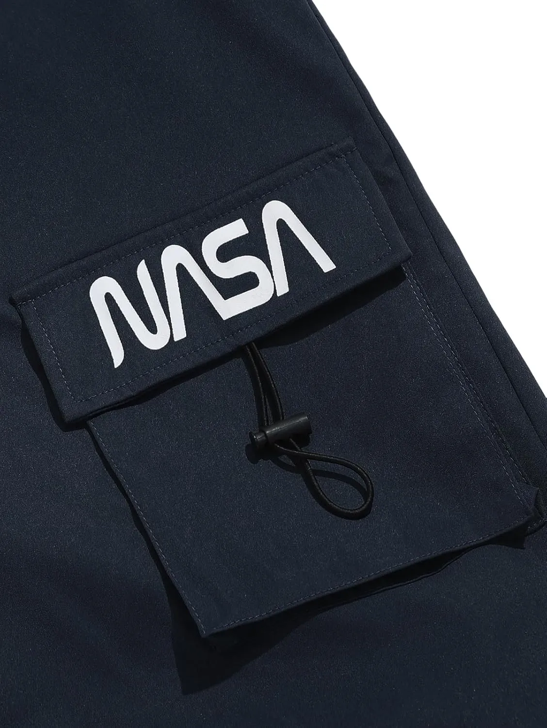 ZAFUL Men's NASA Letter Graphic Drawstring Multi-Pocket Beam Feet Cargo Pants