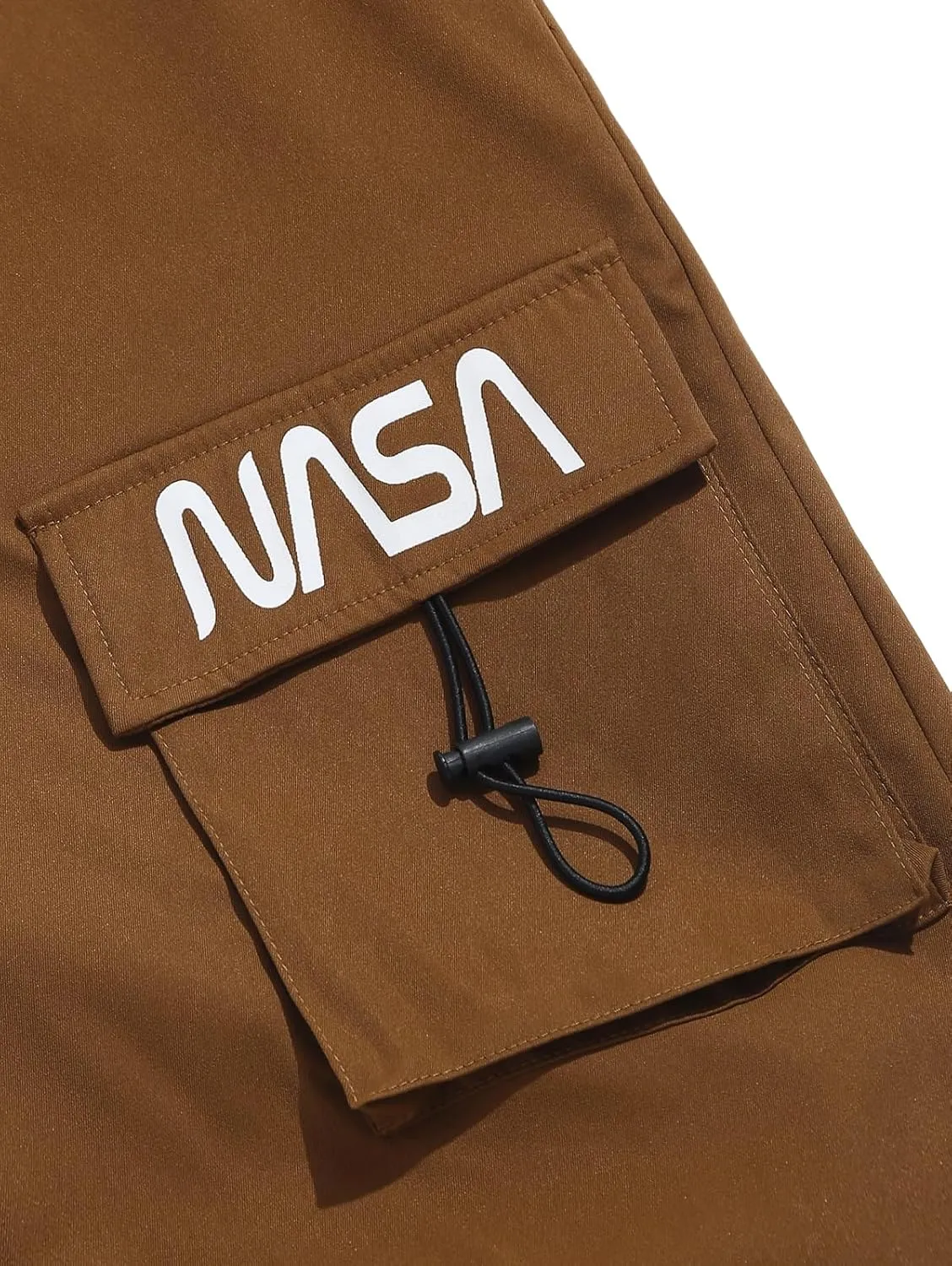 ZAFUL Men's NASA Letter Graphic Drawstring Multi-Pocket Beam Feet Cargo Pants