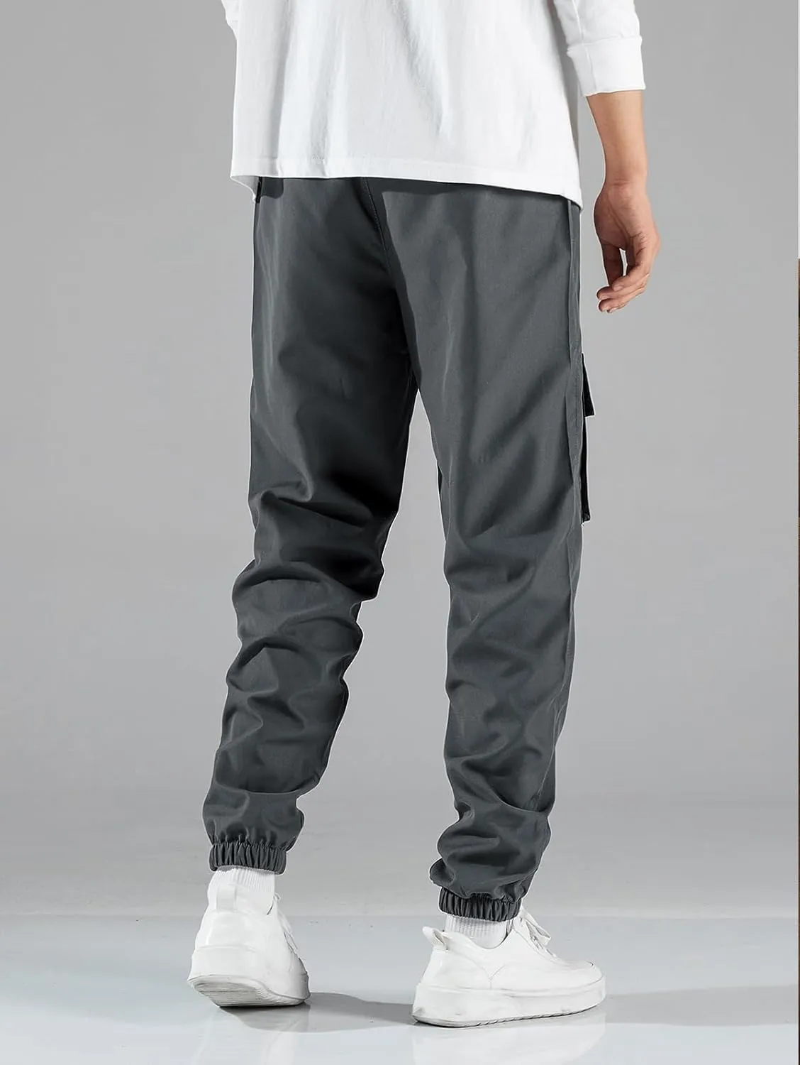 ZAFUL Men's NASA Letter Graphic Drawstring Multi-Pocket Beam Feet Cargo Pants