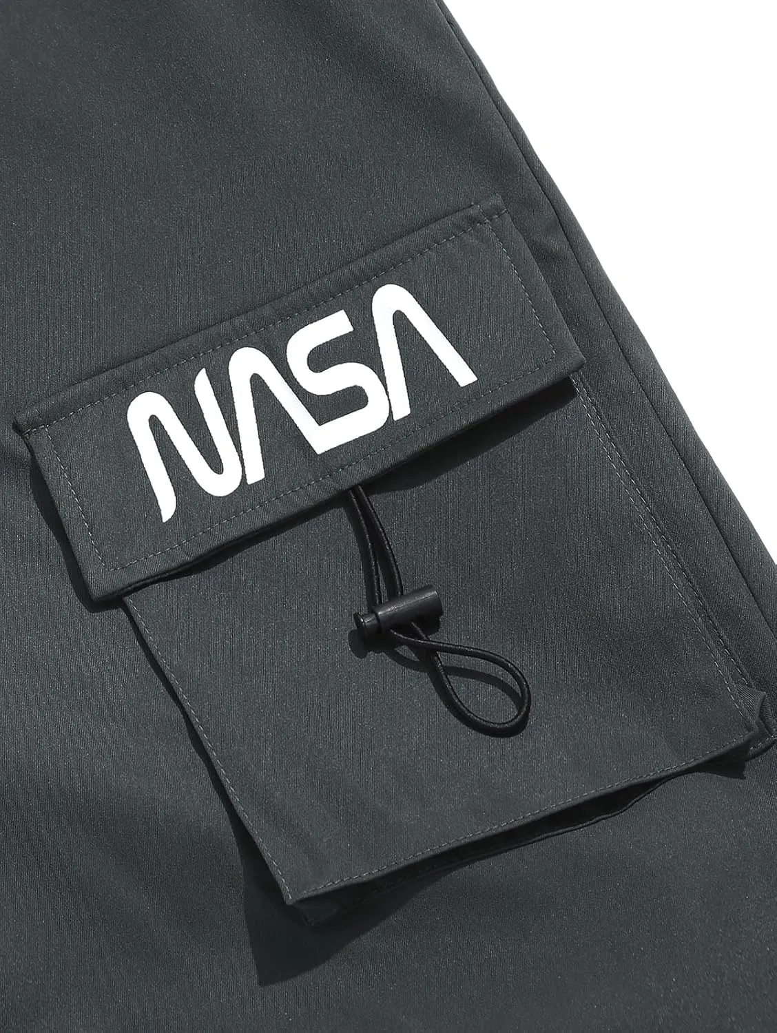ZAFUL Men's NASA Letter Graphic Drawstring Multi-Pocket Beam Feet Cargo Pants