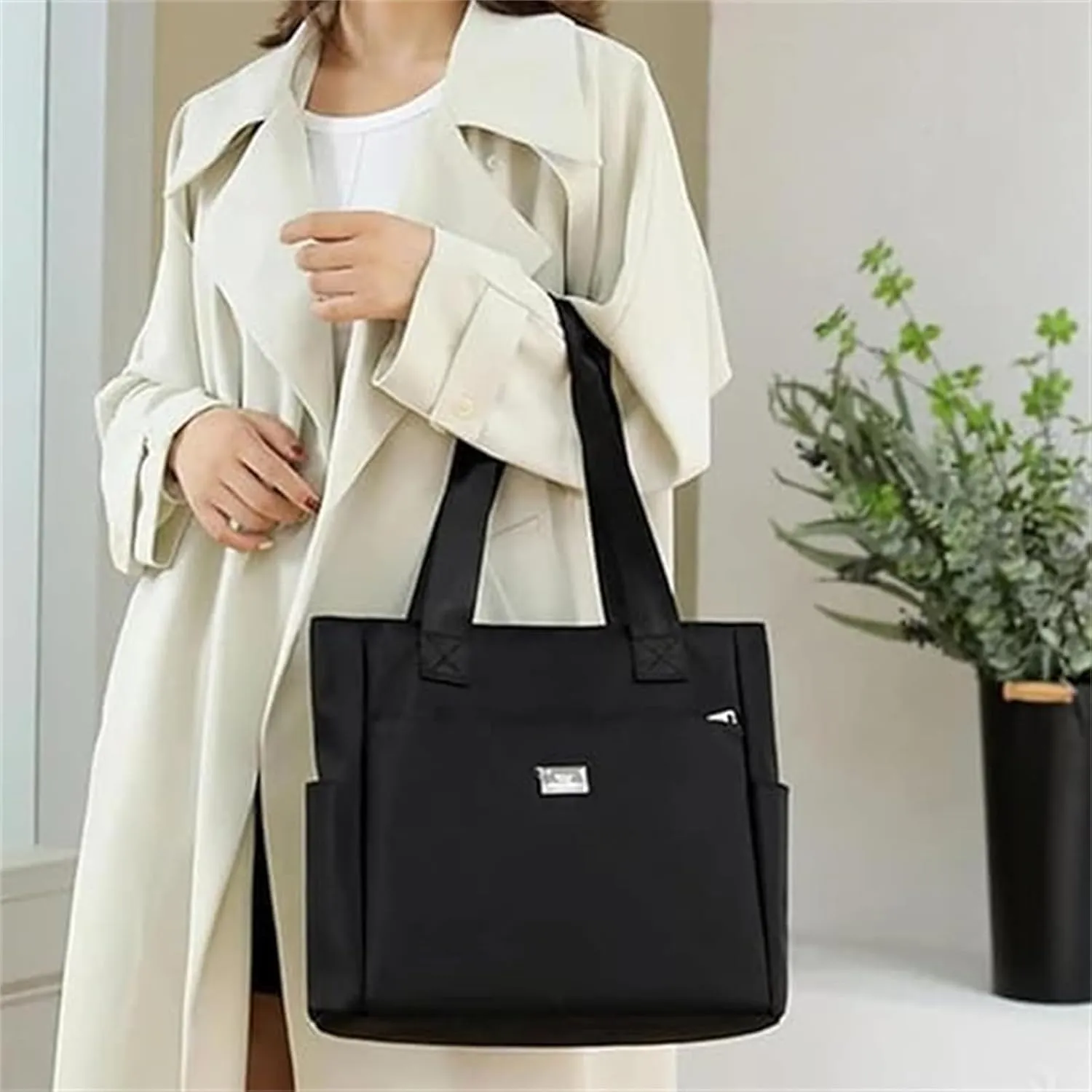 Zcjeaneviln Bag Waterproof, Large Capacity Water Repellent Multi Pocket Oxford Cloth Shoulder Bag, for Commuting, Travel