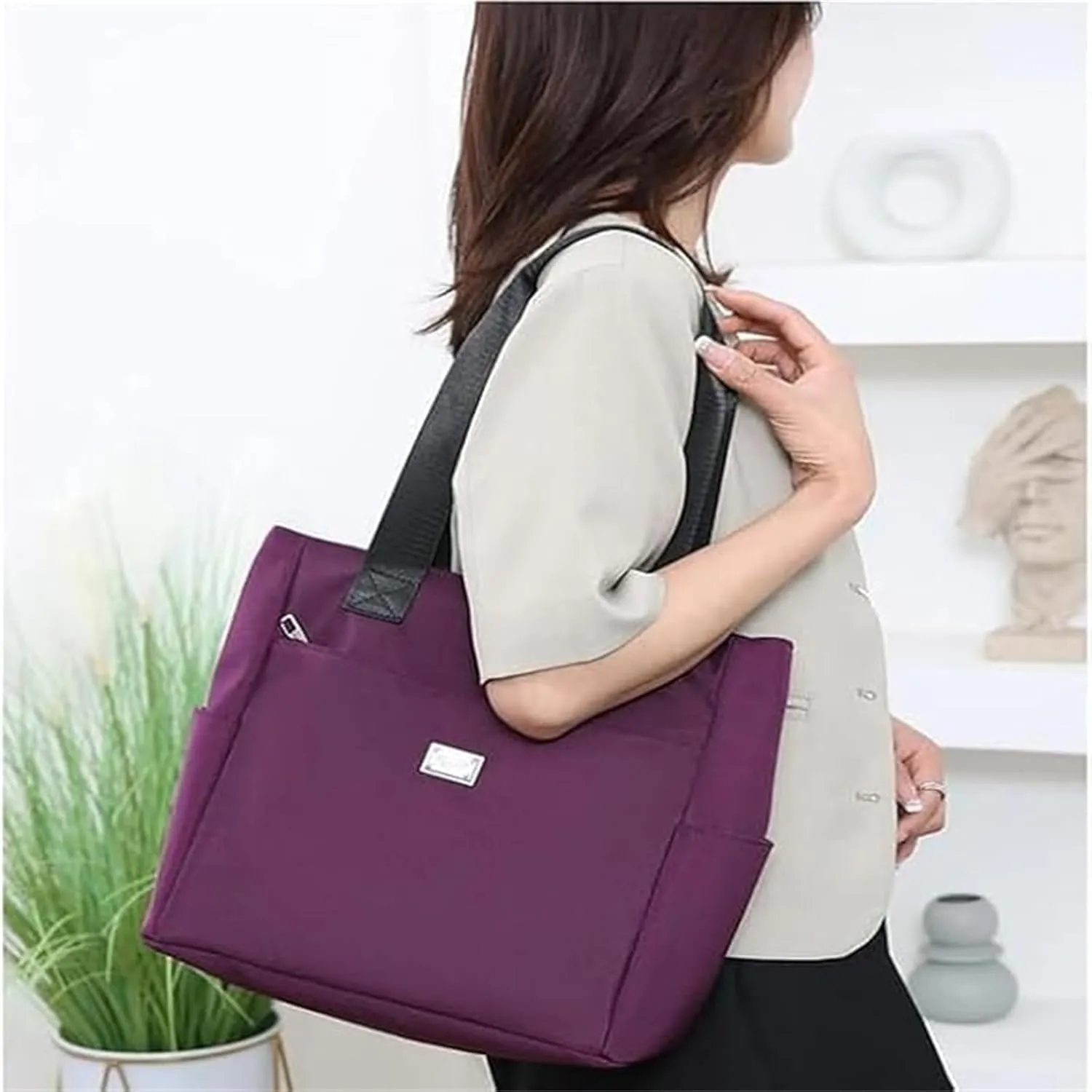 Zcjeaneviln Bag Waterproof, Large Capacity Water Repellent Multi Pocket Oxford Cloth Shoulder Bag, for Commuting, Travel