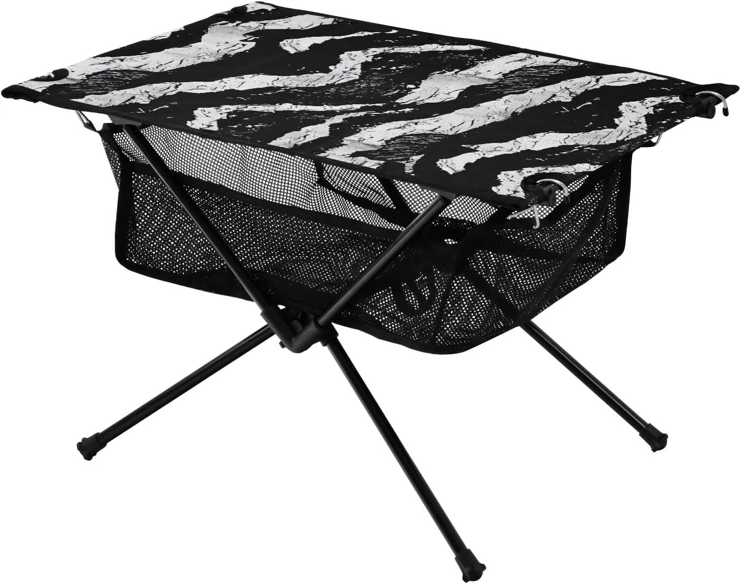 Zebra Stripes Black Portable Folding Camping Table, Compact Lightweight Beach Table with Carrying Bag for Outdoor Picnics, BBQs, Camp