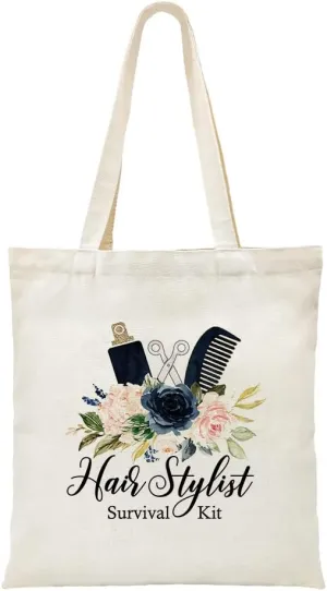ZHANTUONE Hair Stylist Funny Canvas Large Shopping Capacity Grocery Tote Bag, Reusable with Zipper Inner Pockets, Appreciation Gifts for Women Hair Stylist Cosmetologist Hairdresser