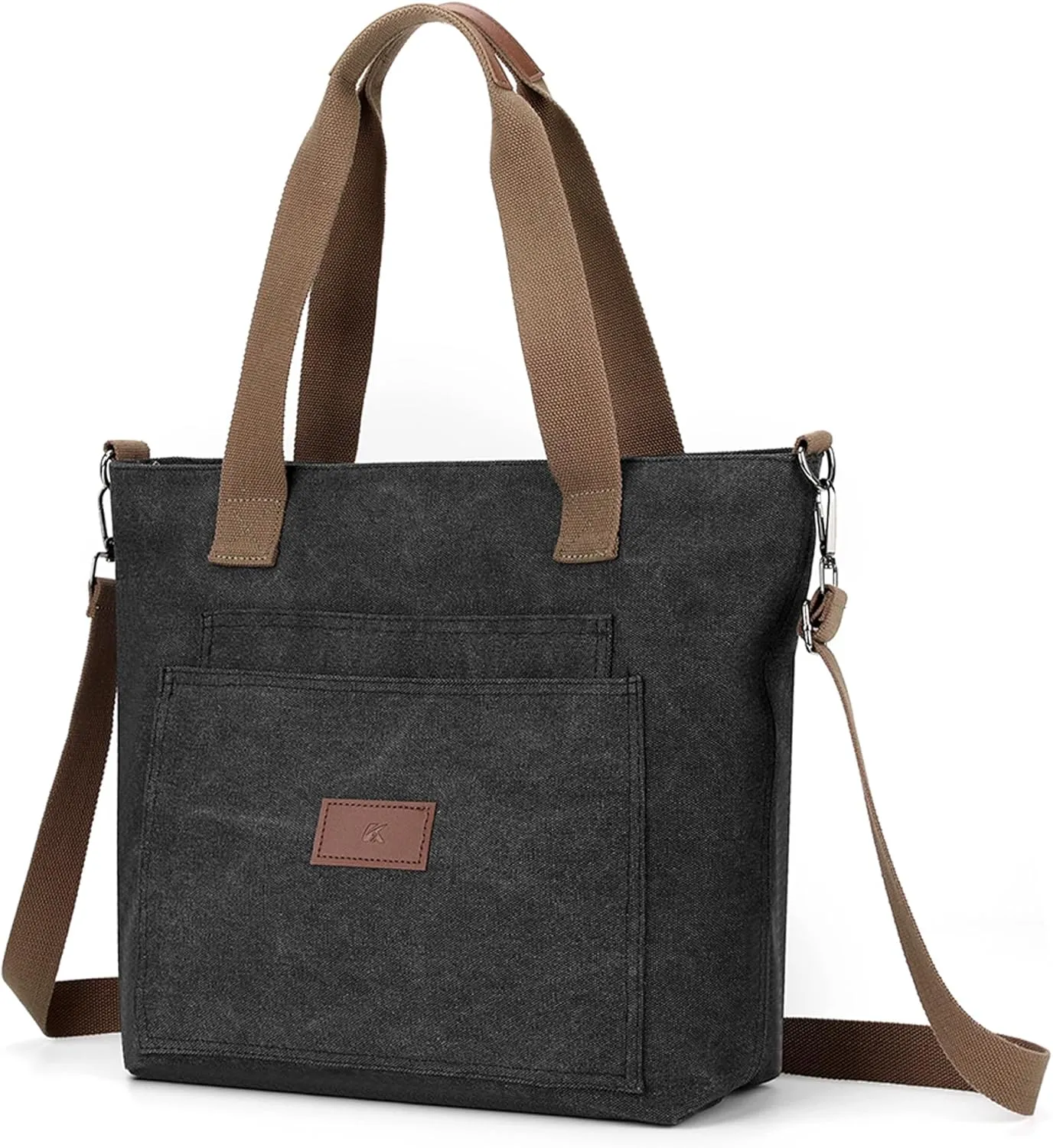 zhongningyifeng Canvas Tote Bag for Women A4 Handbag with Zipper Shoulder Bag for Shopping Travel Work