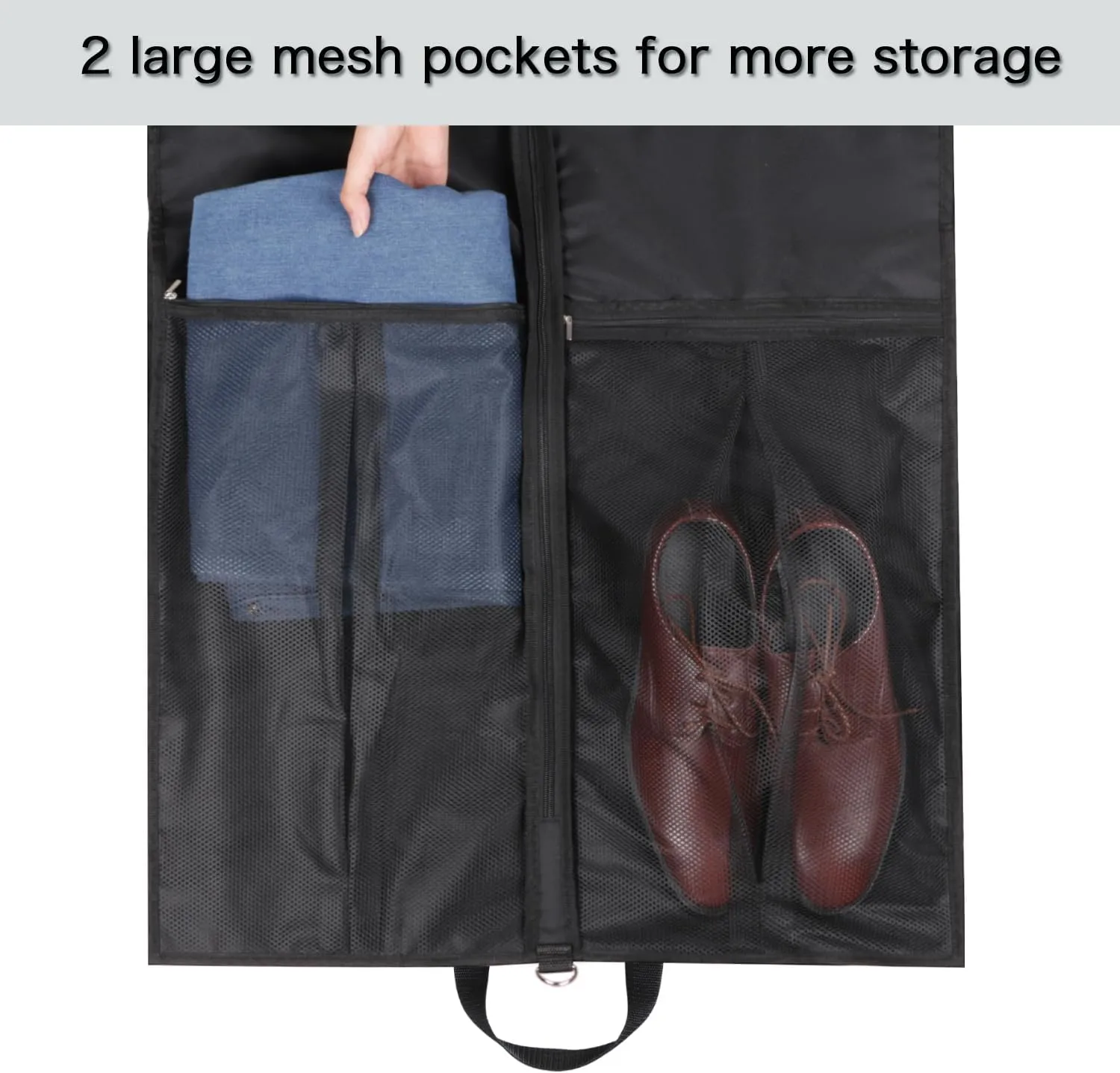 Zilink Garment Bags for Hanging Clothes Travel 43" Suit Bags for Closet Storage with Mesh Pockets Breathable Clothes Bags for Travel, Clothes,Suits,T-shirts and Jackets with PVC Card Holder（2 Pack）