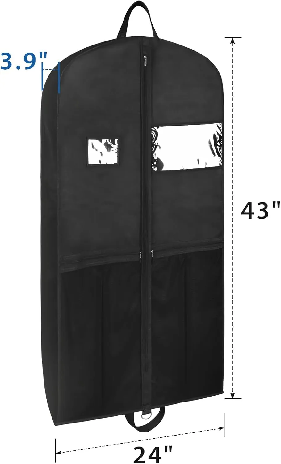 Zilink Garment Bags for Hanging Clothes Travel 43" Suit Bags for Closet Storage with Mesh Pockets Breathable Clothes Bags for Travel, Clothes,Suits,T-shirts and Jackets with PVC Card Holder（2 Pack）