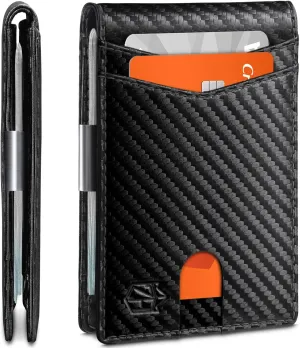 Zitahli Slim Wallet for Men Gifts 12 Card Slots ID Window With Money Clip Minimalist RFID Front Pocket Bifold Leather Small Thin Gift Box Dad Birthday Christmas Regalos Hombres