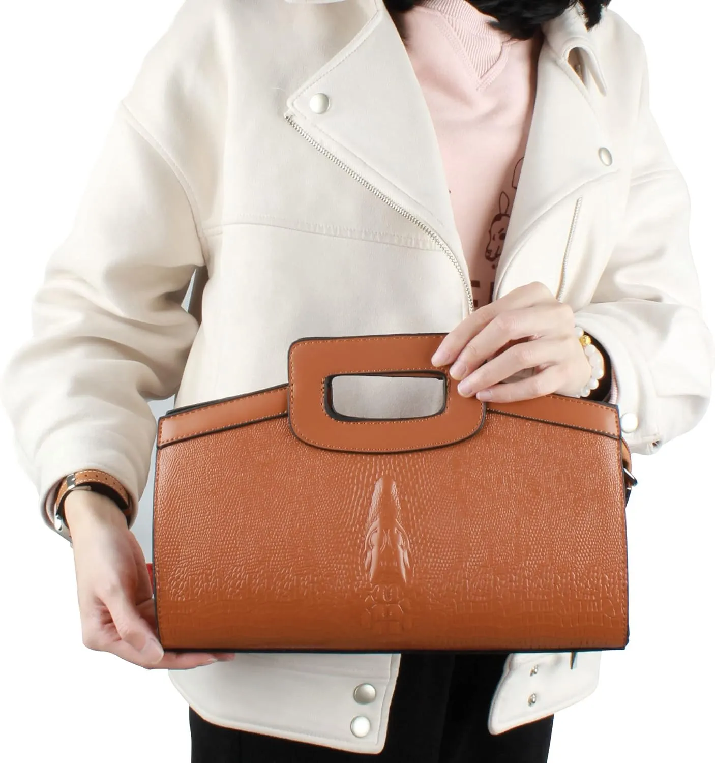 ZLMBAGUS Women Vintage Flap Tote Top Handle Satchel Handbags PU Leather Clutch Purse Shoulder Bag